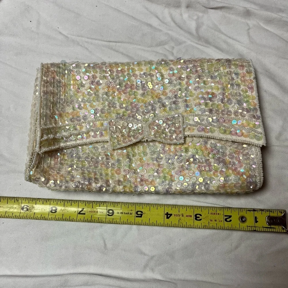 Sequin Clutch Bag - Cream vintage nwt